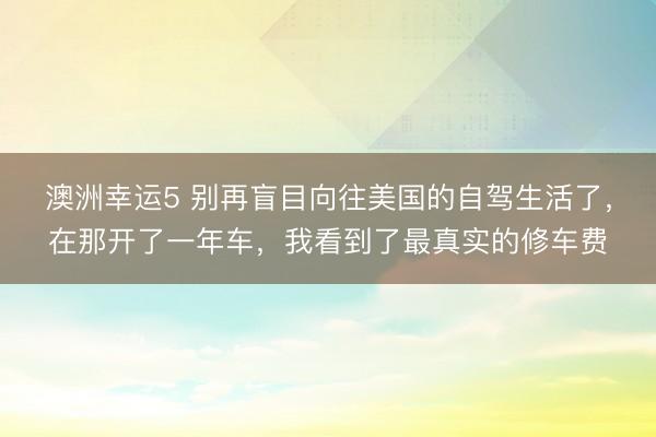 澳洲幸運(yùn)5 別再盲目向往美國(guó)的自駕生活了,在那開(kāi)了一年車,我看到了最真實(shí)的修車費(fèi)