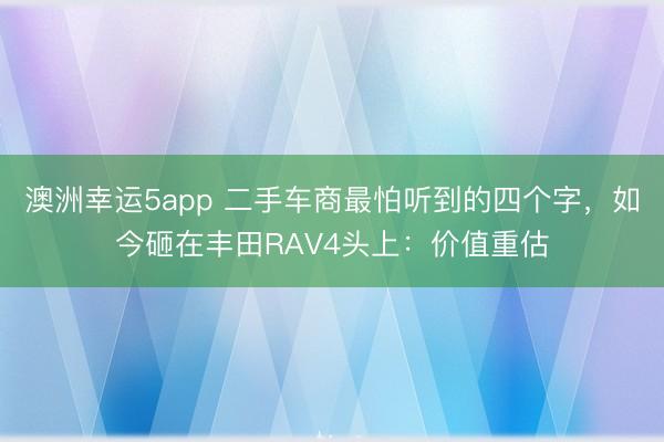 澳洲幸運5app 二手車商最怕聽到的四個字，如今砸在豐田RAV4頭上：價值重估