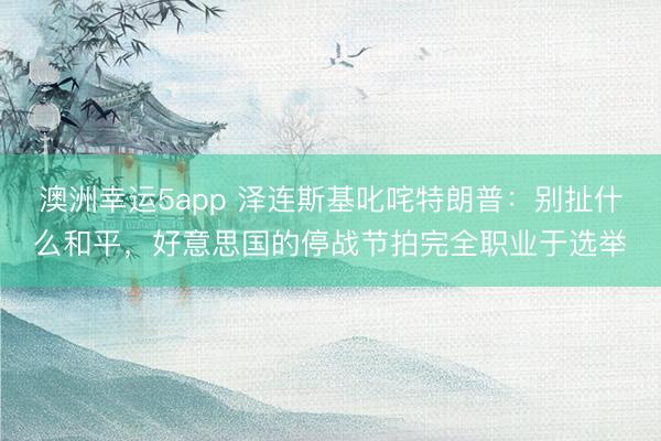 澳洲幸運5app 澤連斯基叱咤特朗普:別扯什么和平,好意思國的停戰節拍完全職業于選舉